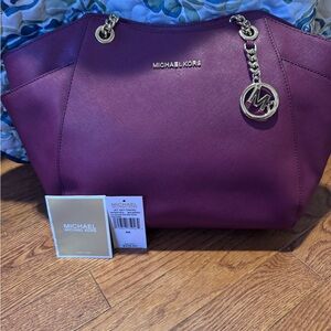Michael Kors Plum Tote with Gold Details